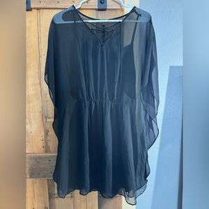 Express Black Mesh Overlay Lace-Up Dress Size Medium